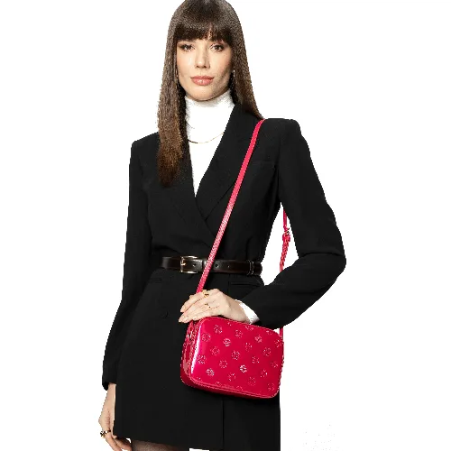 Damska crossbody ze skóry lakierowanej różowa