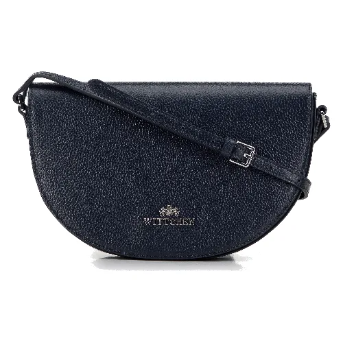 Damska saddle bag z groszkowanej skóry granatowa