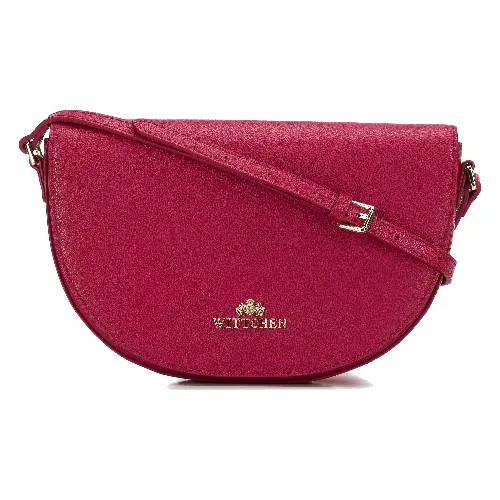 Damska saddle bag z groszkowanej skóry prosta różowa