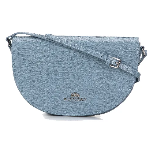 Damska saddle bag ze skóry o fakturze lizard jasnoniebieska