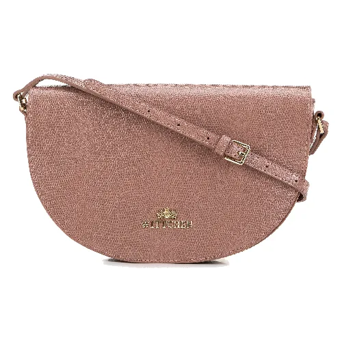 Damska saddle bag ze skóry o fakturze lizard różowa