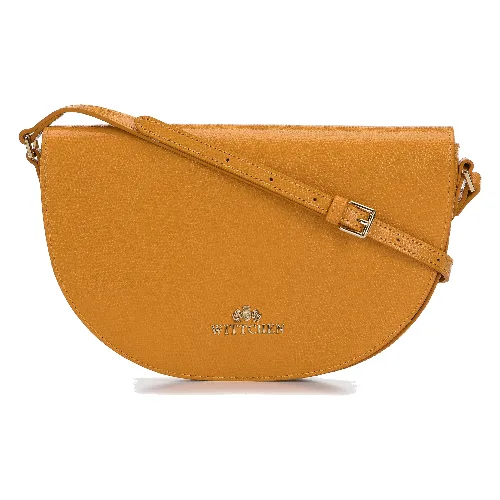 Damska saddle bag ze skóry o fakturze lizard żółta