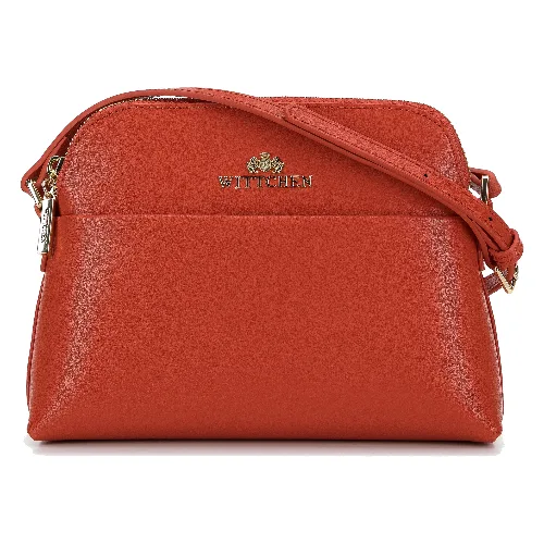 Damska saddle bag ze skóry prosta pomarańczowa