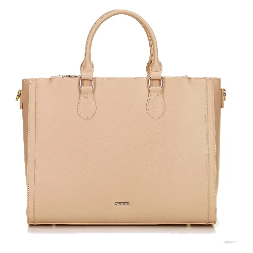 Damska torba na laptopa 14,5” z imitacji skóry beżowa