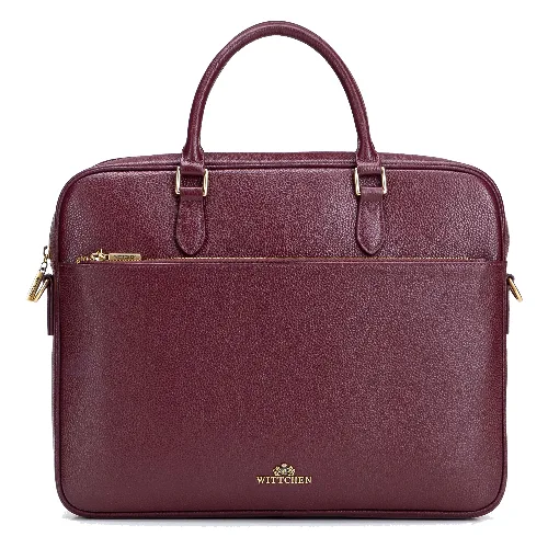 Damska torba na laptopa 15,6" i dokumenty ze skóry naturalnej bordowa