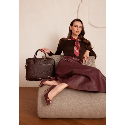 Damska torba na laptopa 15,6" i dokumenty ze skóry naturalnej ciemny brąz