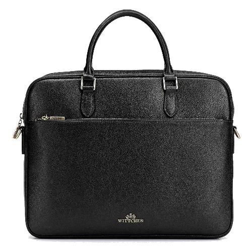 Damska torba na laptopa 15,6" i dokumenty ze skóry naturalnej czarna