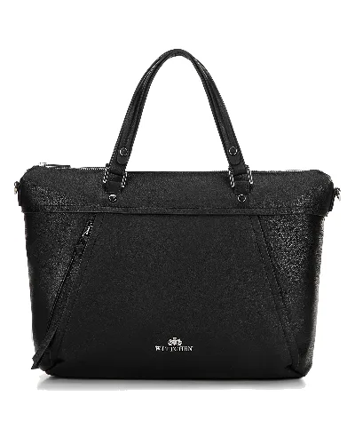 Damska torba na laptopa 15" ze skóry z chwostem czarna