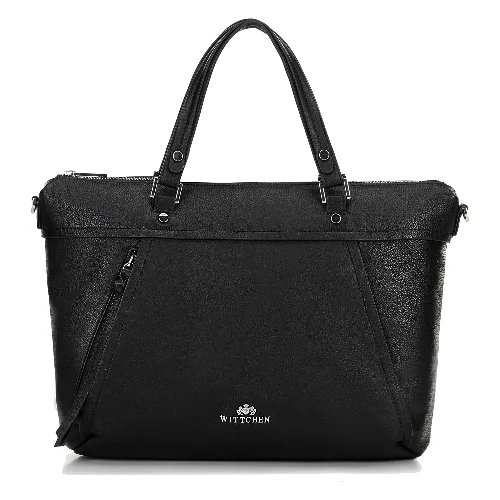 Damska torba na laptopa 15" ze skóry z chwostem czarna