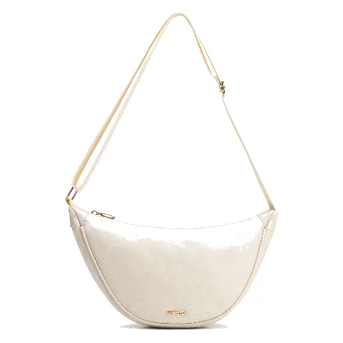 Damska torebka crossbody na szerokim pasku kremowa