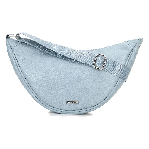 Damska torebka crossbody na szerokim pasku niebieska