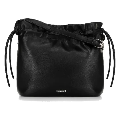 Damska torebka crossbody z dekoracyjnymi wiązaniami czarna