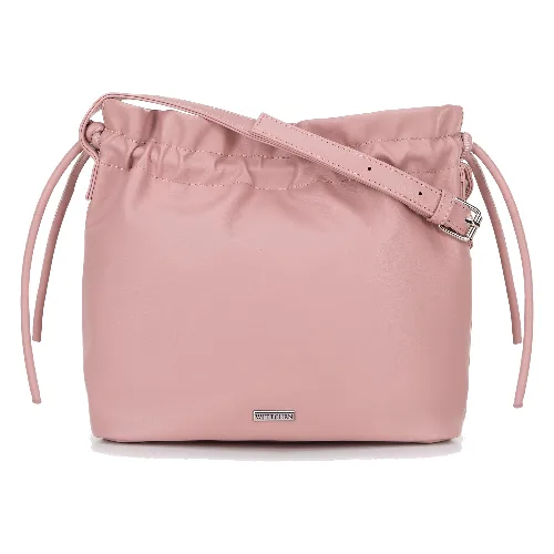 Damska torebka crossbody z dekoracyjnymi wiązaniami różowa