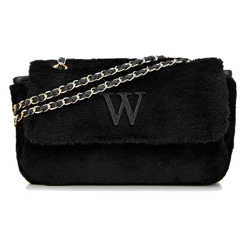 Damska torebka crossbody z futerkiem czarna