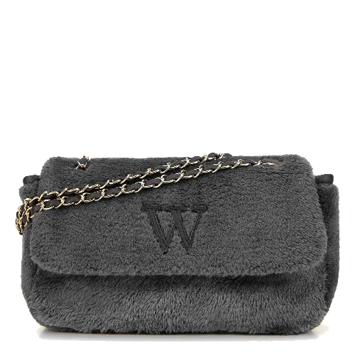 Damska torebka crossbody z futerkiem szara
