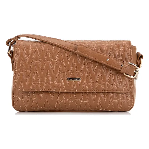 Damska torebka crossbody z przeszyciami brązowa
