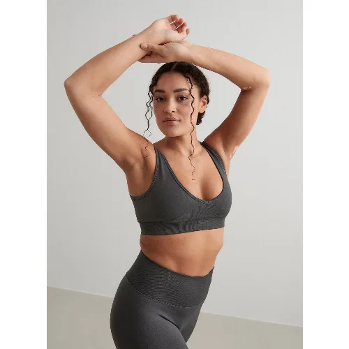 Damski biustonosz sportowy, lekkie wsparcie Shape Seamless Deep Cut ciemnoszary