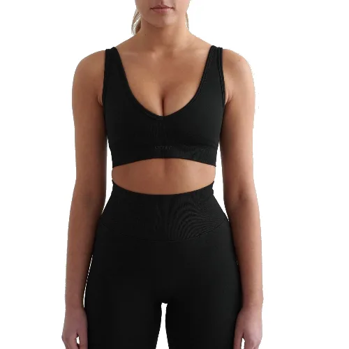 Damski biustonosz sportowy, lekkie wsparcie Shape Seamless Deep Cut czarny