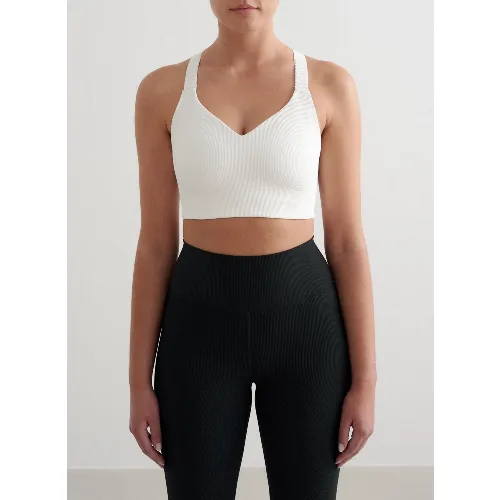 Damski biustonosz sportowy wysokie wsparcie prążkowany Ribbed Performance biały