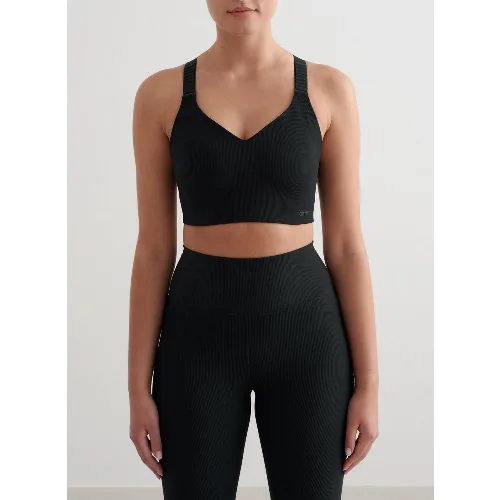 Damski biustonosz sportowy wysokie wsparcie prążkowany Ribbed Performance czarny