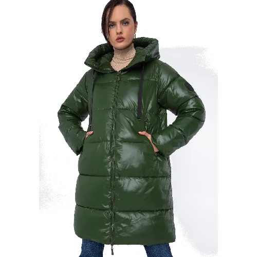 Damski płaszcz pikowany oversize zielony