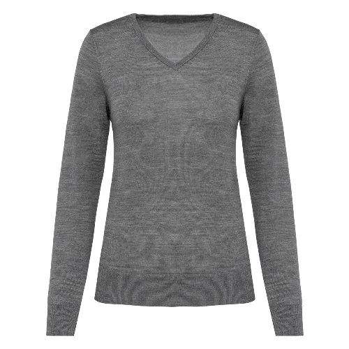 Damski sweter z merynosów z dekoltem v-neck Kariban Premium