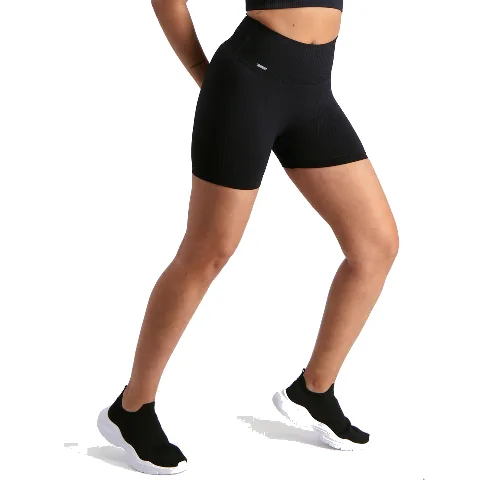 Damskie kolarki midi, z wysokim stanem, squat proof Ribbed Seamless czarne
