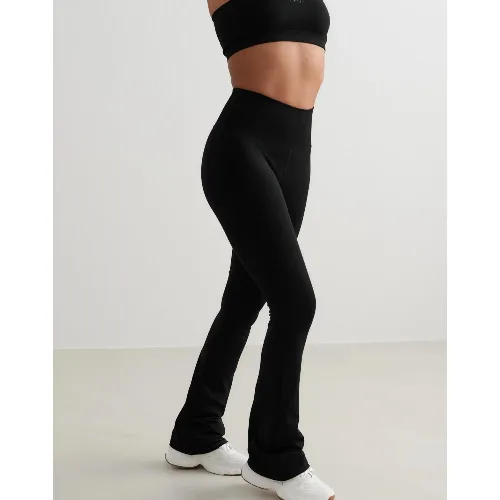 Damskie legginsy bezszwowe, rozszerzane, wysoki stan, wydłużone Shape czarne