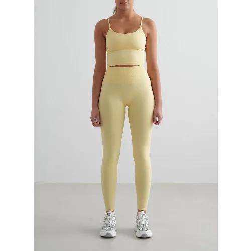 Damskie legginsy bezszwowe, wysoki stan, squat proof petite Shape żółty mellow