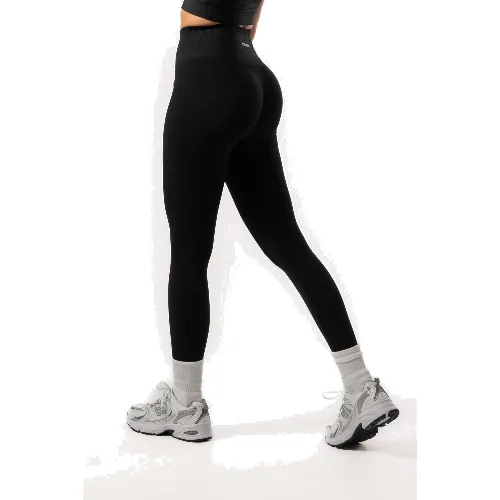 Damskie legginsy bezszwowe z wysokim stanem na fitness - czarny