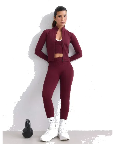 Damskie legginsy dłuższe, wysoki stan, invisible scrunch Shape Seamless bordowe