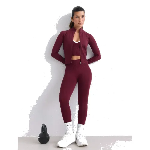 Damskie legginsy dłuższe, wysoki stan, invisible scrunch Shape Seamless bordowe