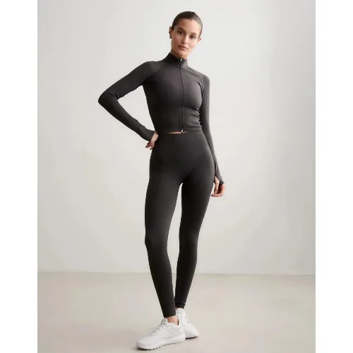 Damskie legginsy dłuższe, wysoki stan, invisible scrunch Shape Seamless szare