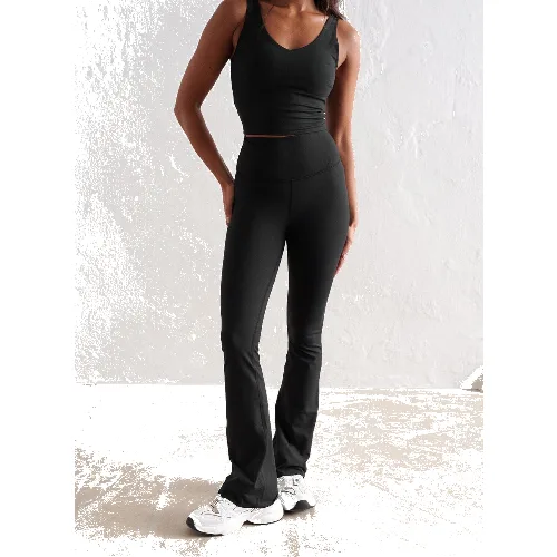 Damskie legginsy rozszerzane, wysoki stan, squat proof dla niskich Sense czarne