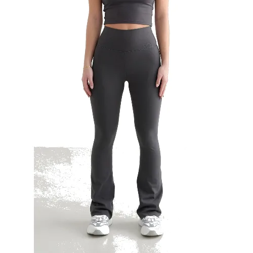Damskie legginsy rozszerzane wysoki stan squat proof dla niskich Sense szare