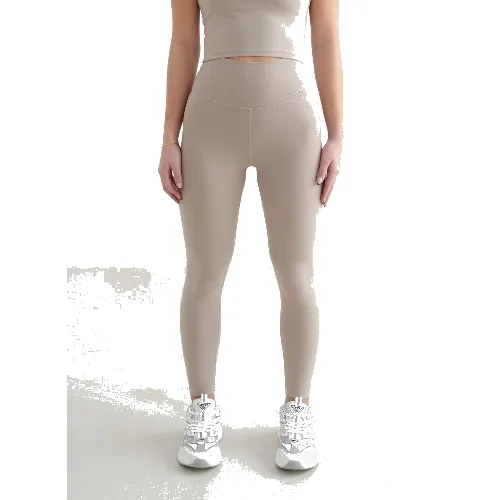 Damskie legginsy z wysokim stanem, squat proof, dla niskich Sense ciemny beż