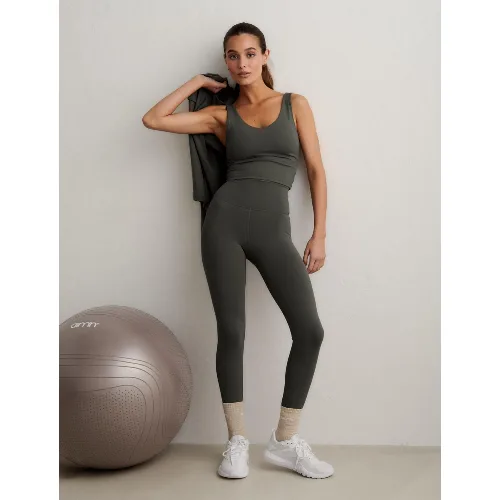 Damskie legginsy z wysokim stanem, squat proof, dla niskich Sense zielone