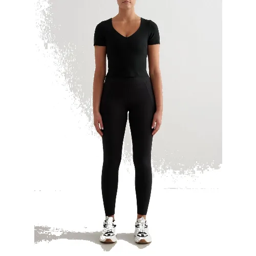 Damskie legginsy z wysokim stanem, squat proof, z kieszeniami Sense czarne