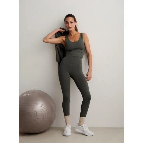 Damskie leginsy wysoki stan, squat proof, szybkoschnące Sense bluszczowa zieleń