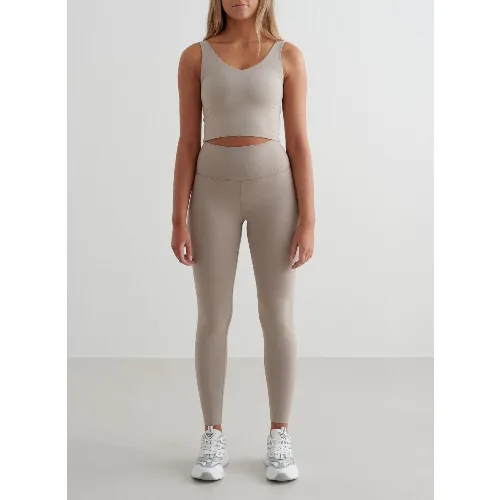Damskie leginsy wysoki stan, squat proof, szybkoschnące Sense ciemna glina