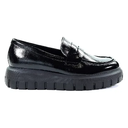 Damskie skórzane mokasyny loafersy czarne Gabor 75.300.97