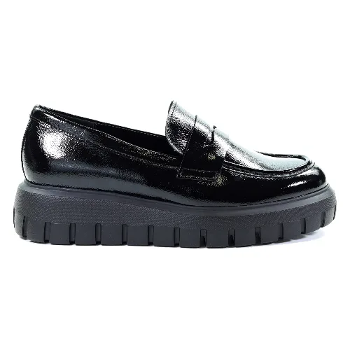 Damskie skórzane mokasyny loafersy czarne Gabor 75.300.97