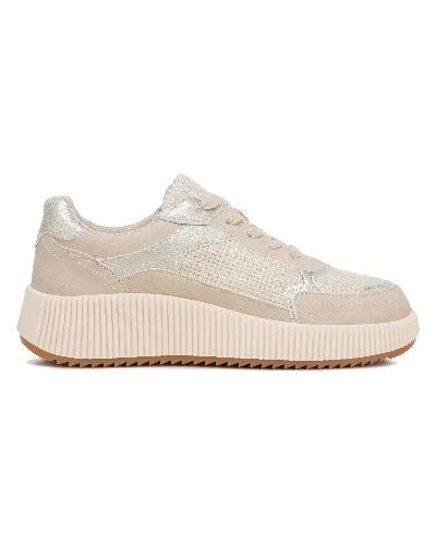 Damskie sneakersy na platformie beżowe