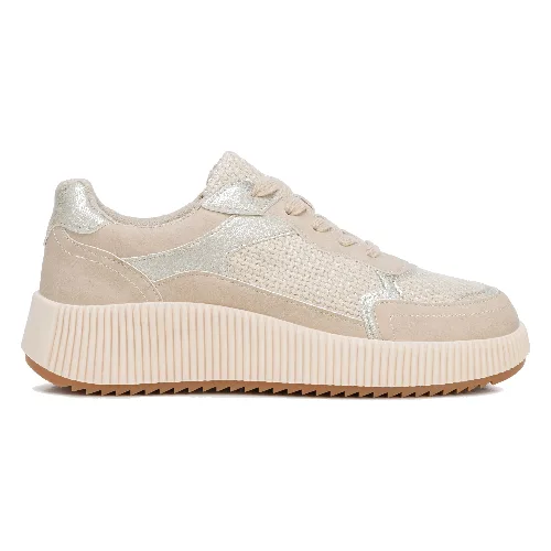 Damskie sneakersy na platformie beżowe