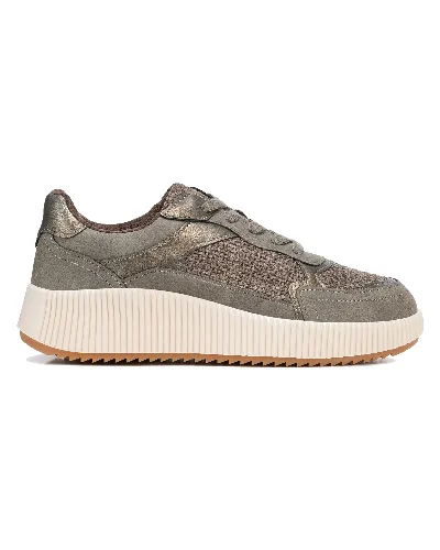 Damskie sneakersy na platformie szaro - brązowe