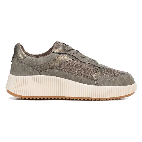 Damskie sneakersy na platformie szaro - brązowe