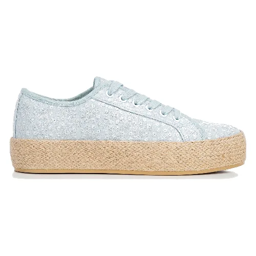Damskie sneakersy na słomkowej podeszwie niebieskie
