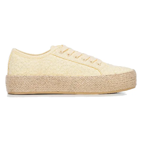 Damskie sneakersy na słomkowej podeszwie żółte