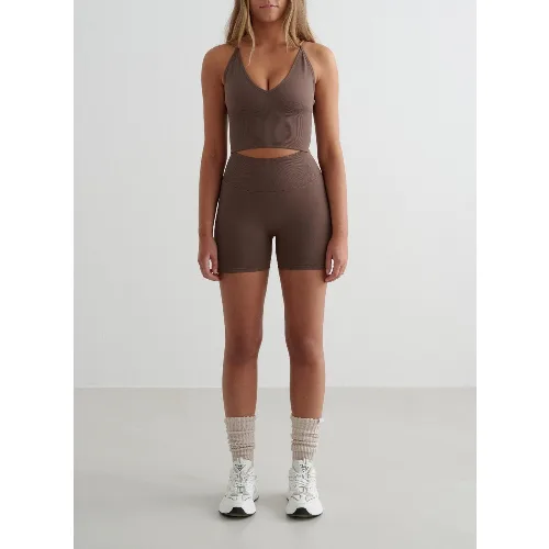 Damskie szorty wysoki stan, squat proof, invisible scrunch Shape Seamless brąz