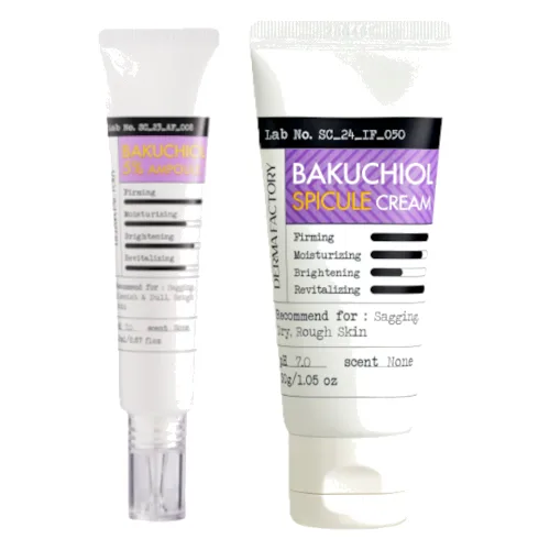 DERMA FACTORY - Bakuchiol 5% Ampoule - 20ml (1ea) & 5% Spicule Cream - 30g (1ea) Set